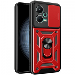 Ударопрочный чехол Camshield Serge Ring со шторкой для камеры для Xiaomi Poco X5 5G / Note 12 5G – Красный