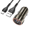 Автомобильное зарядное устройство Hoco Z46A Blue Whale PD 20W + QC3.0 (1USB / 1Type-C) + кабель USB to Type-C – Metal Gray