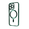 Прозрачный чехол Chrome с MagSafe и стеклом на камеру для Iphone 12 Pro Max – Dark Green