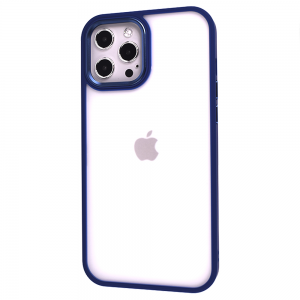 Чехол матовый TPU+PC FIBRA Metallic с цветным ободком для Iphone 12 Pro / 12 – Dark Blue