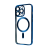 Прозрачный чехол Chrome с MagSafe и стеклом на камеру для Iphone 12 Pro Max – Blue
