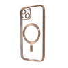 Прозрачный чехол Chrome с MagSafe и стеклом на камеру для Iphone 14 – Gold