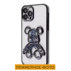 Чехол Shining Bear Case с переливающимися блестками и стеклом на камеру для Iphone 11 – Black