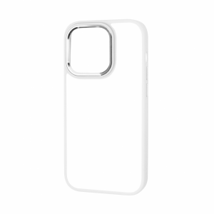 Чехол матовый TPU+PC FIBRA Metallic с цветным ободком для Iphone 14 Pro Max – White