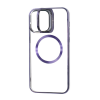 Прозрачный чехол Fibra Window Leaf с MagSafe и подставкой на камере для Iphone 12 Pro / 12 – Deep Purple