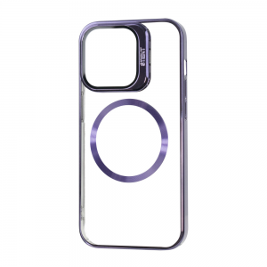 Прозрачный чехол Fibra Window Leaf с MagSafe и подставкой на камере для Iphone 13 Pro – Deep Purple