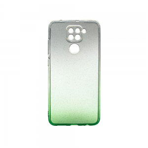 Cиликоновый прозрачный чехол CoWay Gradient с блестками для Xiaomi Redmi Note 9 / Redmi 10X – Зеленый