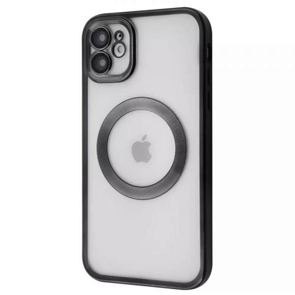 Прозрачный чехол WAVE Metal Color с MagSafe и стеклом на камеру для Iphone 11 – Black