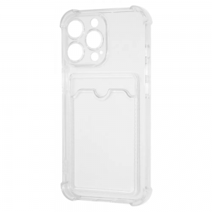 Силиконовый чехол WAVE Pocket Case с вырезом для карт и усиленными углами для Iphone 13 Pro – Прозрачный