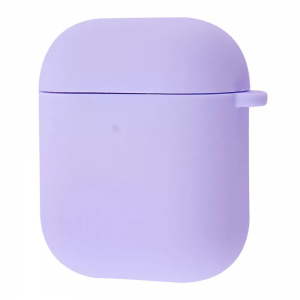 Силиконовый чехол для наушников с микрофиброй для Apple Airpods 1/2 – Light purple