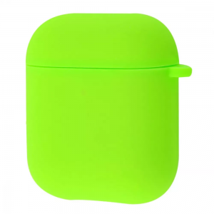 Силиконовый чехол для наушников с микрофиброй для Apple Airpods 1/2 – Lime green