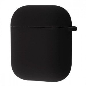 Силиконовый чехол для наушников с микрофиброй для Apple Airpods 1/2 – Black