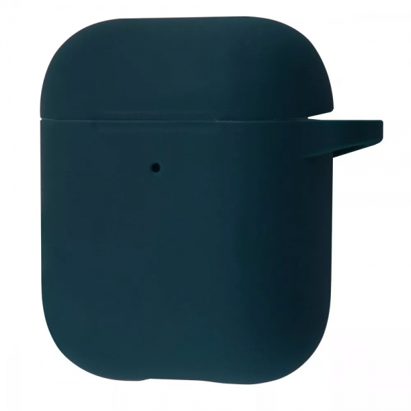 Чехол для наушников Silicone Case New + карабин для Apple Airpods 1/2 – Forest green