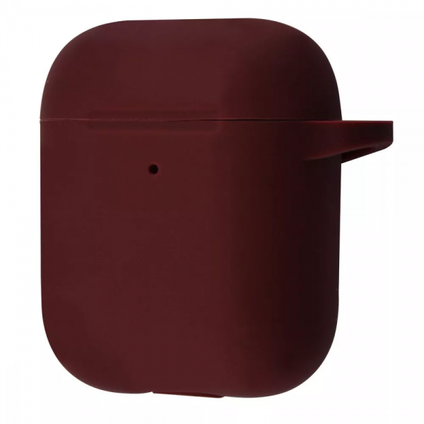 Чехол для наушников Silicone Case New + карабин для Apple Airpods 1/2 – Bordo