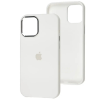 Чехол Silicone Case с металлическими кнопками и микрофиброй для Iphone 14 – Белый / White