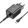 Сетевое зарядное устройство Hoco N27 Innovative 20W (1 Type-C) + кабель Type-C to Type-C – Black