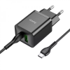 Сетевое зарядное устройство Hoco N28 Founder 20W (USB + Type-C) + кабель Type-C to Type-C – Black 166157