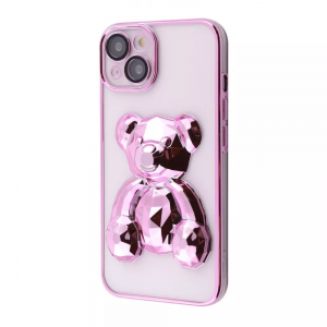 Прозрачный чехол Perfomance Bear Case со стеклом на камеру для Iphone 14 – Rose gold