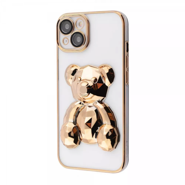 Прозрачный чехол Perfomance Bear Case со стеклом на камеру для Iphone 13 – Gold