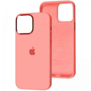 Чехол Silicone Case с металлическими кнопками и микрофиброй для Iphone 13 – Розовый / Pink Pomelo