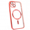 Прозрачный чехол Chrome с MagSafe и стеклом на камеру для Iphone 13 – Красный