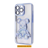 Чехол Shining Bear Case с переливающимися блестками и стеклом на камеру для Iphone 13 – Sierra blue