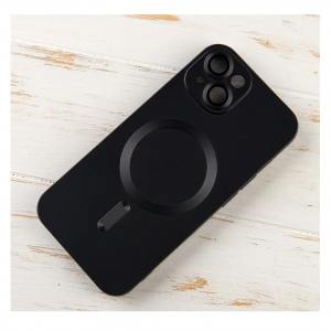 Матовый силиконовый чехол COLORS с MagSafe и стеклом на камеру для Iphone 13 – Черный