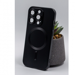 Матовый силиконовый чехол COLORS с MagSafe и стеклом на камеру для Iphone 14 Pro – Черный