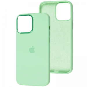 Чехол Silicone Case с металлическими кнопками и микрофиброй для Iphone 13 – Зеленый / Pistachio