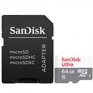 Карта памяти SanDisk MicroSDXC (UHS-1) Ultra 64GB (100 MB/s) c адаптером – Black