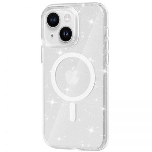 Чехол TPU Galaxy Sparkle с MagSafe и блестками для Iphone 15 Plus – Clear