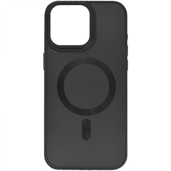 Чехол TPU+Glass Sapphire Midnight с MagSafe и микрофиброй для Iphone 15 Pro Max – Черный / Black