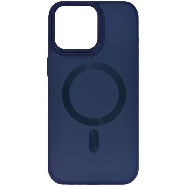 Чехол TPU+Glass Sapphire Midnight с MagSafe и микрофиброй для Iphone 15 Pro Max – Синий / Deep navy