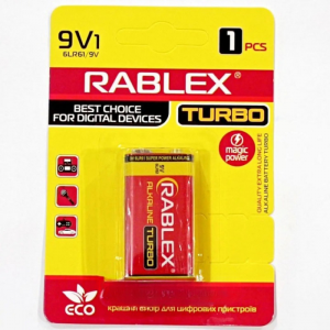 Батарейка RABLEX Alkaline Turbo 6LR61 9V (крона) – 1 шт