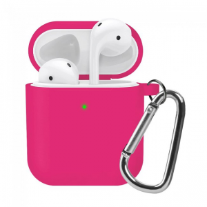 Чехол Silicone Case для Apple Airpods 1/2 Hot Pink