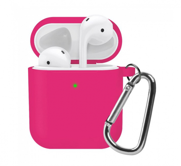 Чехол Silicone Case для Apple Airpods 1/2 Hot Pink