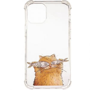 Противоударный Чехол CoWay для Iphone 12 Mini Прозрачный/Cat