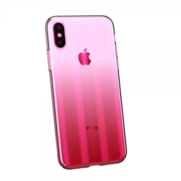 Чехол Baseus Aurora для Iphone X / XS Прозрачный/Розовый