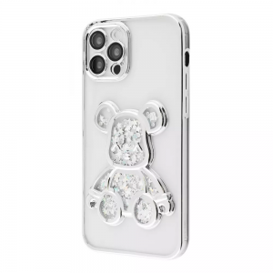 Чехол Shining Bear с блестками для Iphone 12 Pro Silver