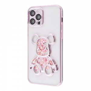 Чехол Shining Bear с блестками для Iphone XR Rose Gold