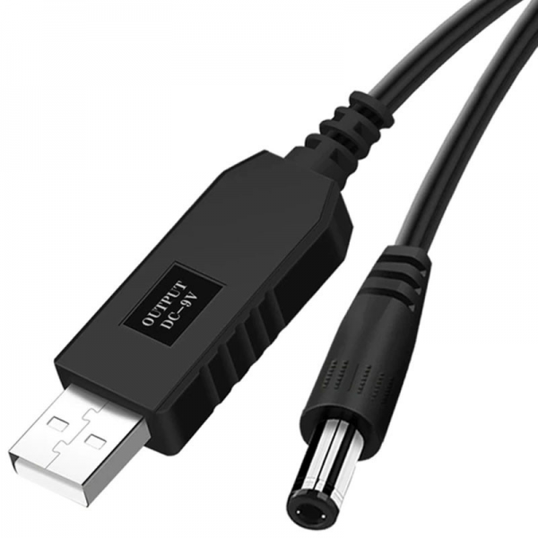 Кабель Stez преобразователь для роутеров USB to DC 5.5*2.5mm 5V-9V 2A Black