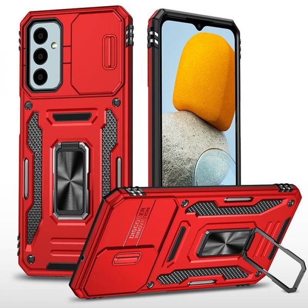 Противоударный чехол Camsh Army Ring для Samsung Galaxy M34 5G Красный / Red