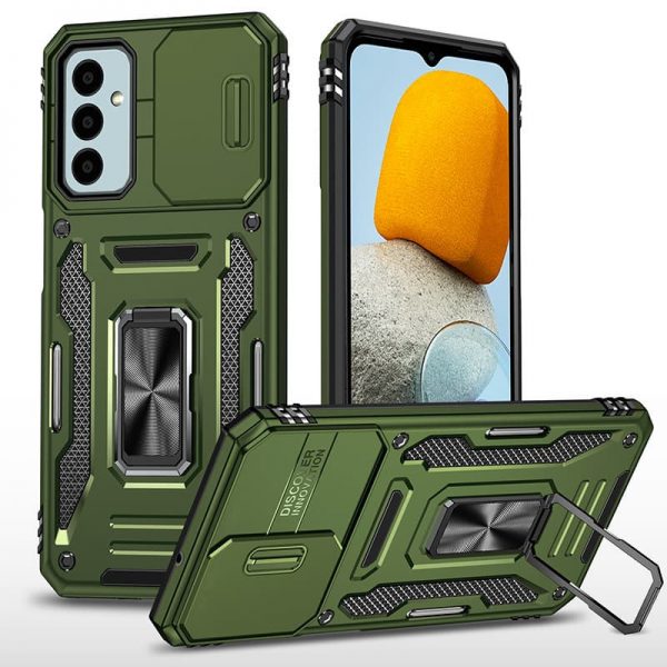 Противоударный чехол Camsh Army Ring для Samsung Galaxy M34 5G Оливковый / Army Green