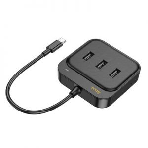 Адаптер Hoco HB35 Easy link 4в1 100Mbps Type-C to 3USB2.0+RJ45 0.2M Black