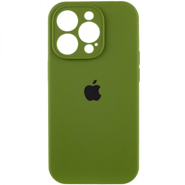 Чехол Silicone Case с защитой камеры для Iphone 15 Pro Max Зеленый / Dark Olive