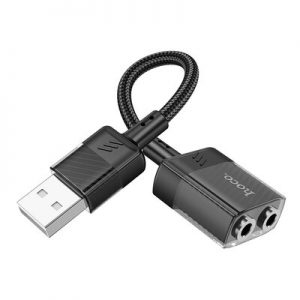 Аудіокабель Hoco LS37 Spirit 2в1 USB to 3.5mm Black