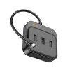 Адаптер Hoco HB35 Easy link 4в1 100Mbps Type-C to 3USB2.0+RJ45 0.2M Black 181443