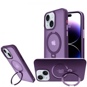 Чехол Metal Buttons MagSafe Colorful HQ Ring для Iphone 13 / 14 Purple