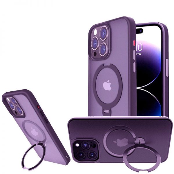 Чехол Metal Buttons MagSafe Colorful HQ Ring для Iphone 15 Pro Purple