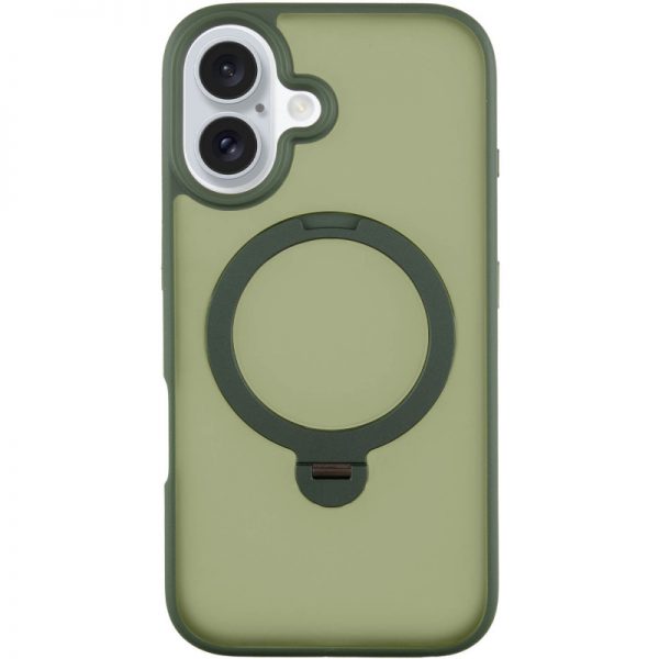 Чехол Metal Buttons MagSafe Colorful HQ Ring для Iphone 16 Green